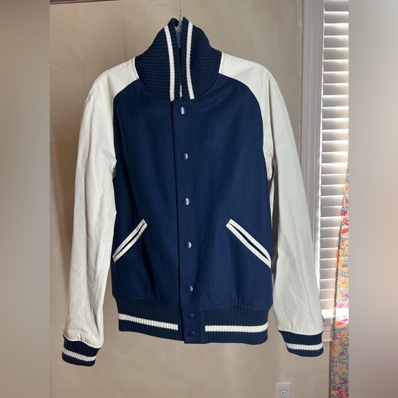 JCPenney Varsity Jacket/Wool Blend Leather Sleeves Letterman SZ:Small-Oversized - Picture 1 of 17